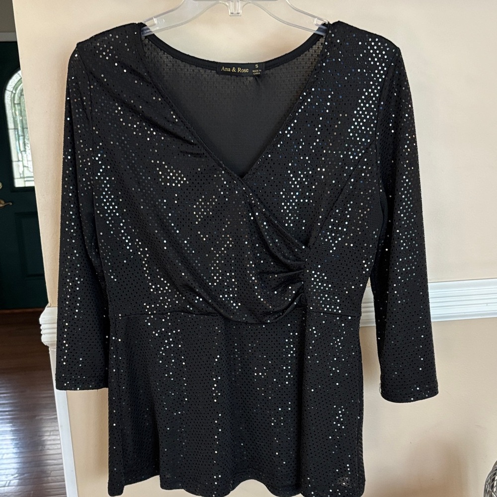 Elegant Black Sequin Blouse by